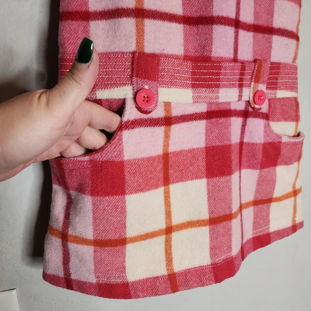 Gap‎ Wool Pink Plaid Sleeveless Dress Kids Size 4 Lined Pockets